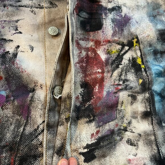 Acne Studios Painter Trompe L'oeil Splatter Graffiti Denim Jacket - Picture 3 of 8